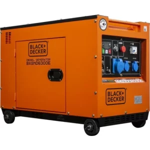 Groupe électrogène diesel BLACK + DECKER 6,3 kW 230 V, insonorisé, BXGND6300E, orange