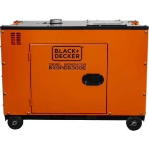 Groupe électrogène diesel BLACK + DECKER 6,3 kW 230 V, insonorisé, BXGND6300E, orange