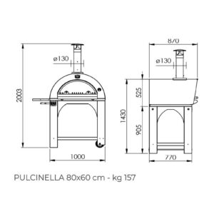 Four à pizza au bois Pulcinella - 4 pizzas